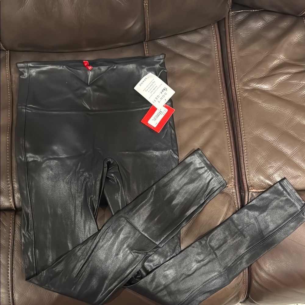 Black Faux Leather High-Waisted Leggings